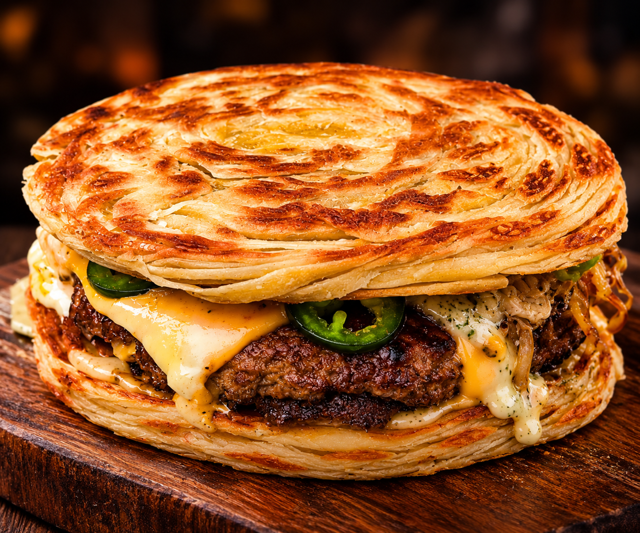 Dubai viral Paratha Beef Burger.