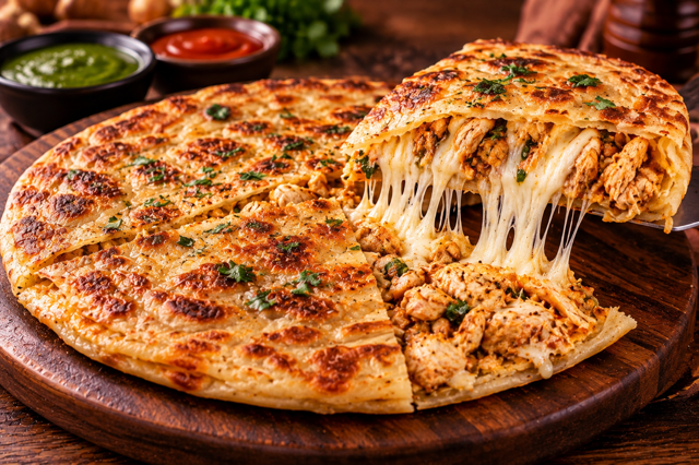 Chicken Cheese Paratha.