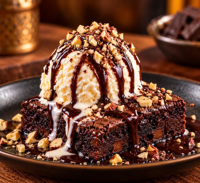 Brownie with Ice Cream.