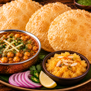 Halwa, Puri & Chole (Karachi Style)