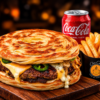 Dubai Viral Paratha Beef Burger Combo