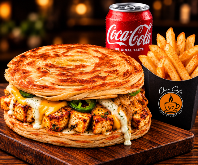 Dubai Viral Paratha Paneer Burger Combo (Veg).