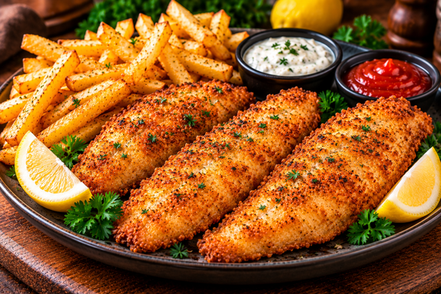 Fish & Chips (3pc - Desi Style).