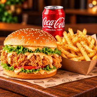 1 Zinger Burger (Chicken), 1 Fries & 1 Soda