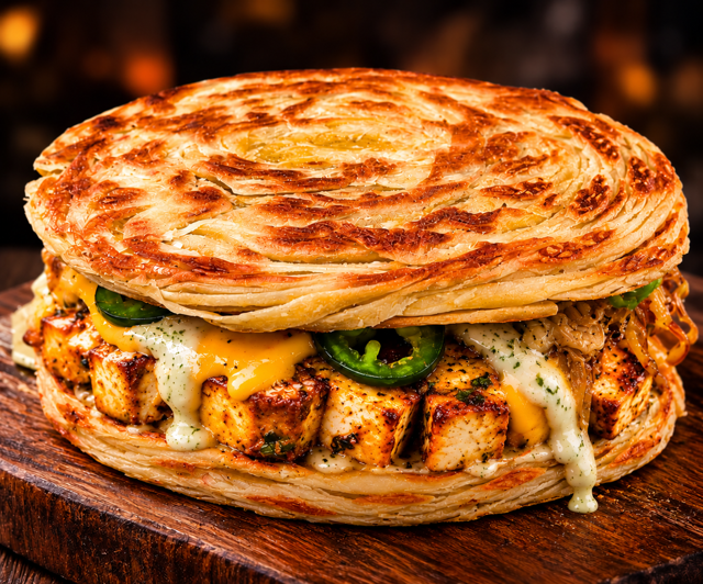 Dubai Viral Paratha Paneer Burger (Veg).