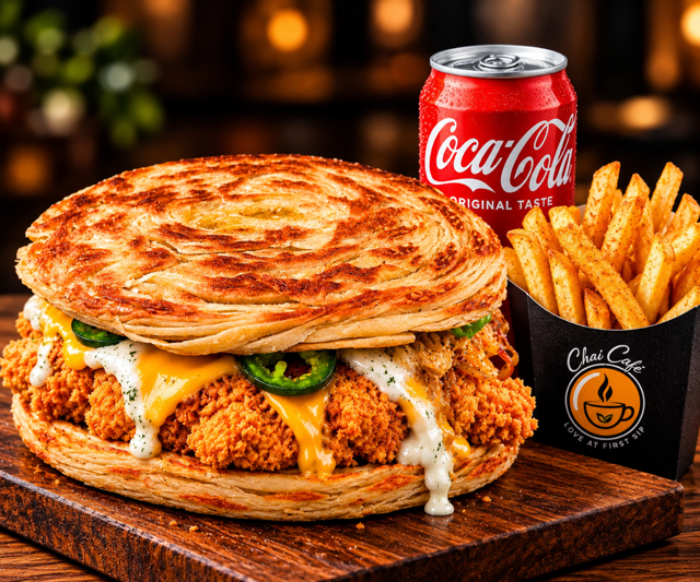 Dubai Viral Paratha Chicken Burger Combo.