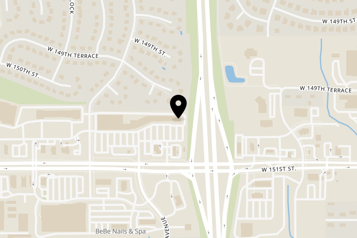 Map showing the location of Chai Cafe - Mediterranean Grill & Burgers on 7908 W 151st St in Overland Park